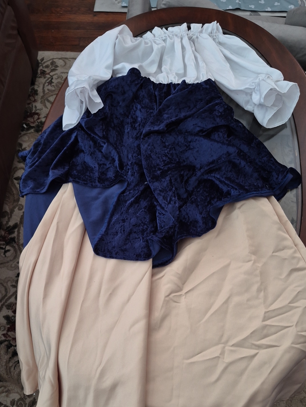 Navy Velvet and Cream Layered Skirt